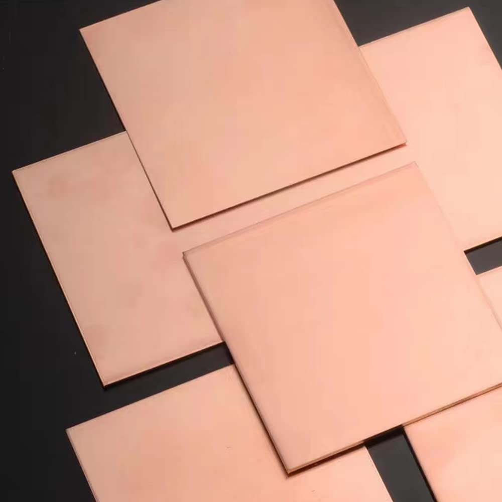 4 Pcs 99.9% Pure Copper Sheet, 4" x 4", 20 Gauge(0.8mm) Thickness, Double Sided Film Attached Copper Sheets Metal Plates for Crafting, Modelers, Jewelry, Repairs, Electrical