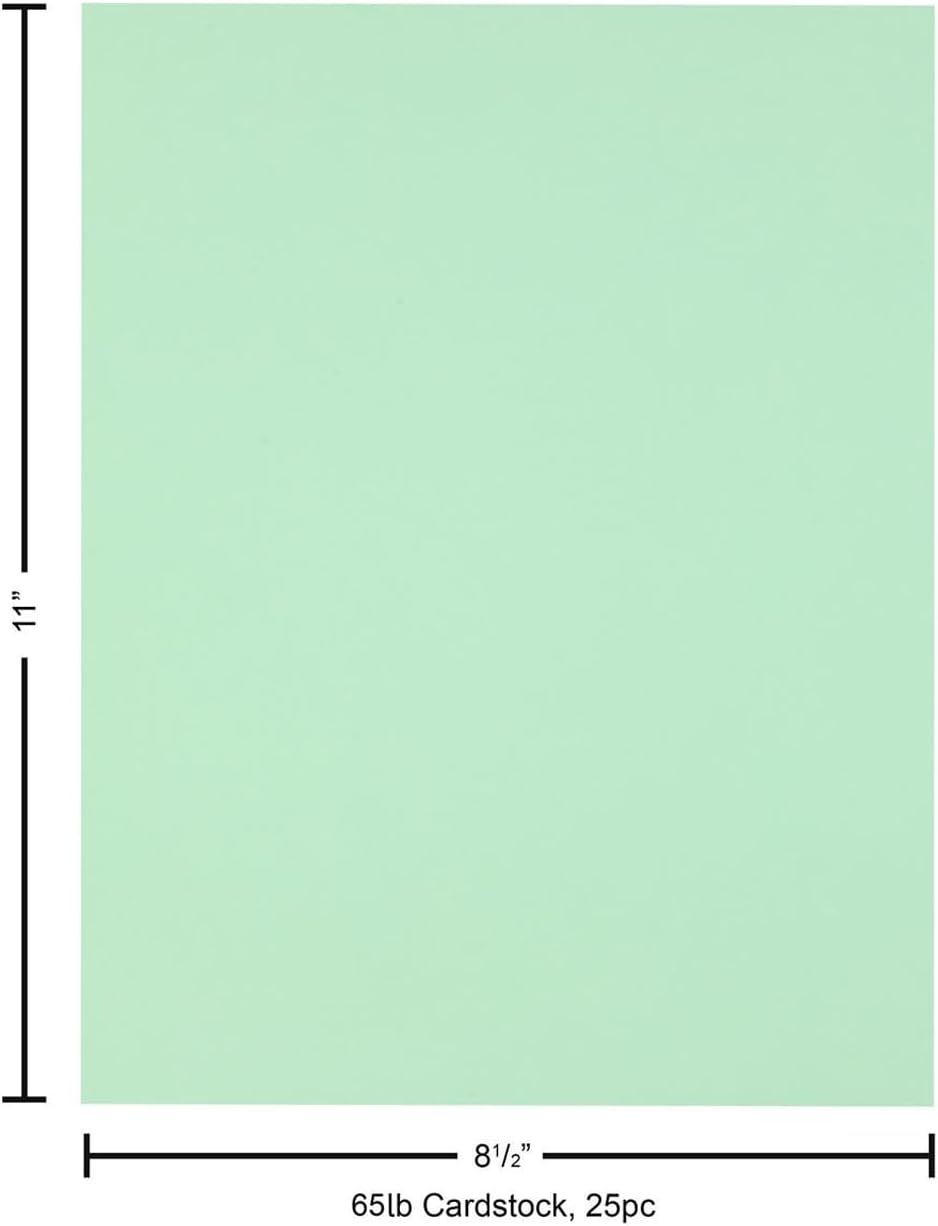 PA Paper Accents Stash Builder Cardstock 8.5" x 11" Tranquil, 65lb colored cardstock paper for card making, scrapbooking, printing, quilling and crafts, 25 piece pack