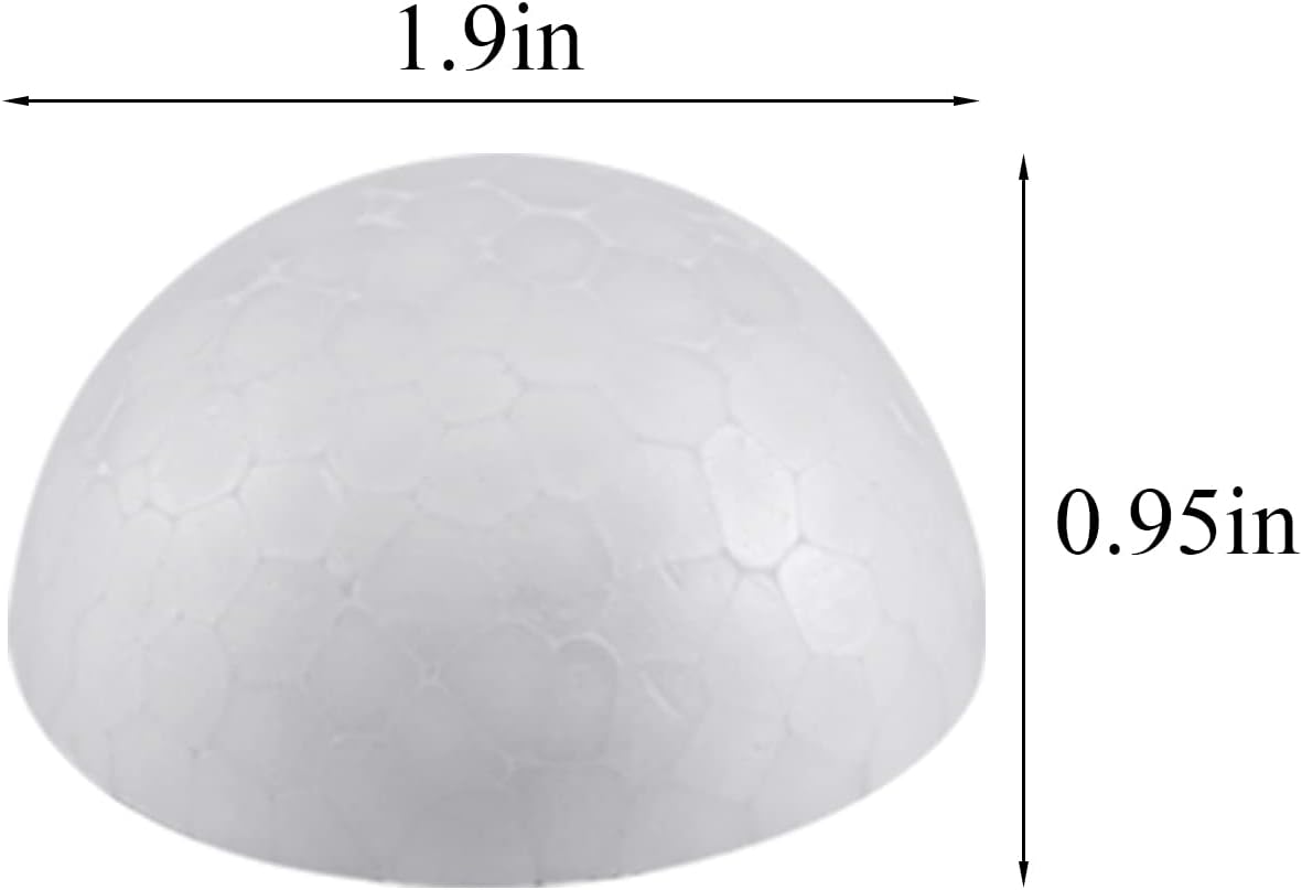 Crafjie 12PCS 2 Inchs White Half Round Foam Balls Polystyrene Half Foam Balls Craft Supplies Hemispherical Christmas Craft Ballfor DIY Home Craft Project and Art Decoration