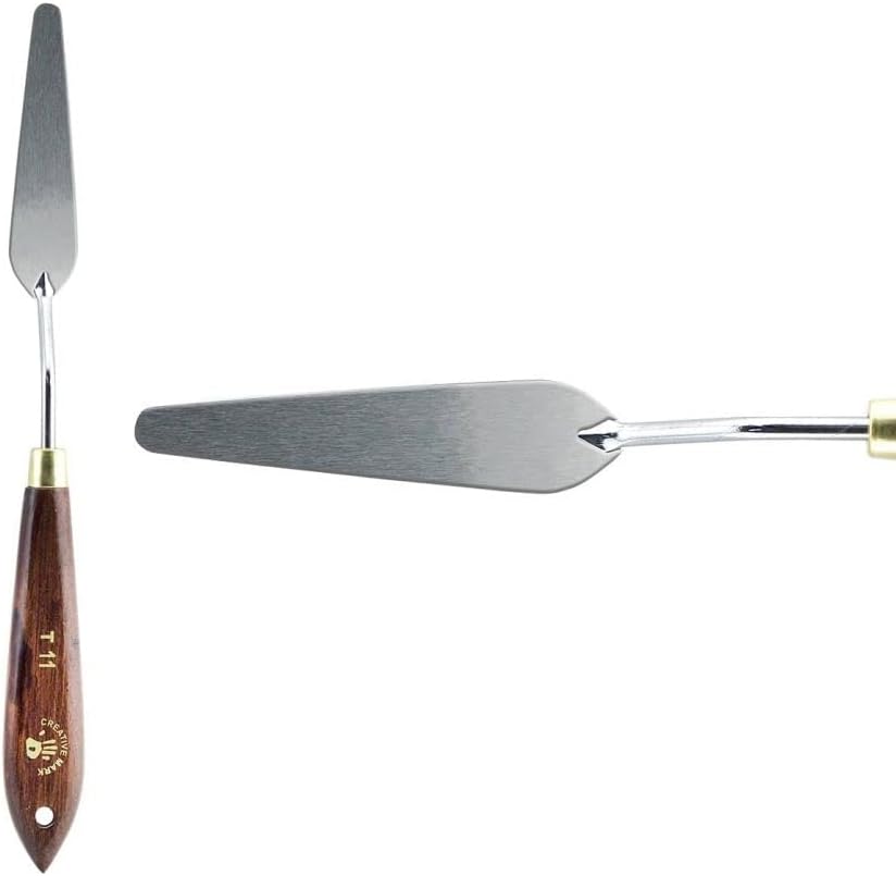 Creative Mark Stainless Steel Palette Knife Painting Tools - Paint Palette with Wooden Handle - Variety of Shapes and Sizes - 11T, 3 in