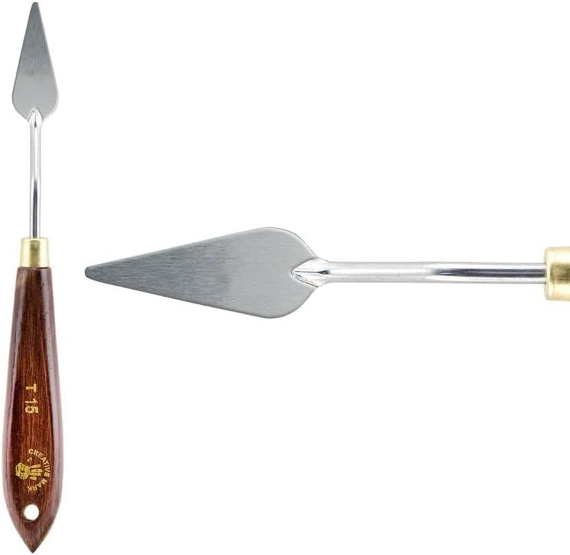 Creative Mark Stainless Steel Palette Knife Painting Tools - Paint Palette with Wooden Handle - Variety of Shapes and Sizes - 15T, 1-1/2 in