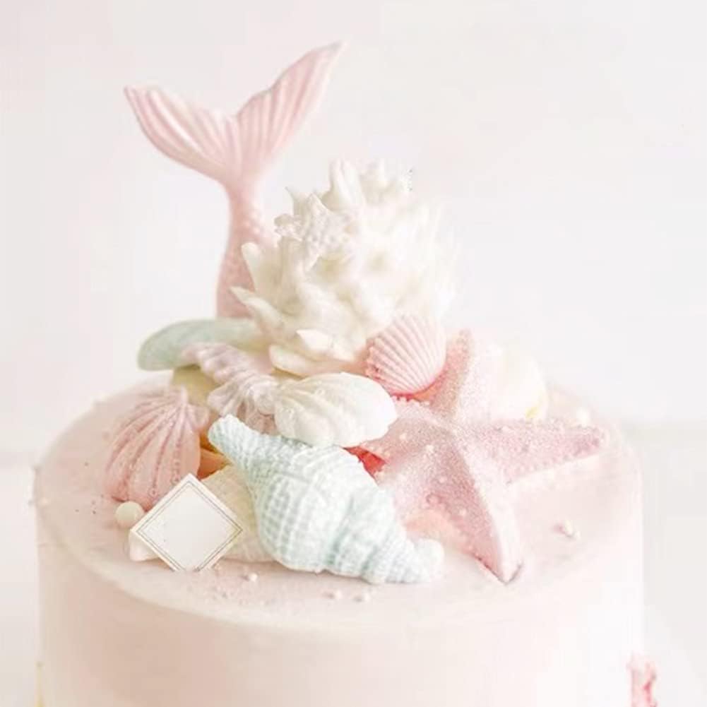 5 Pcs Seashell Starfish Silicone Mold Cake Fondant Silicone Mold Seashell Conch Baking Moldsfor DIY Cake Decoration Chocolate Candy Polymer Clay Crafting Projects