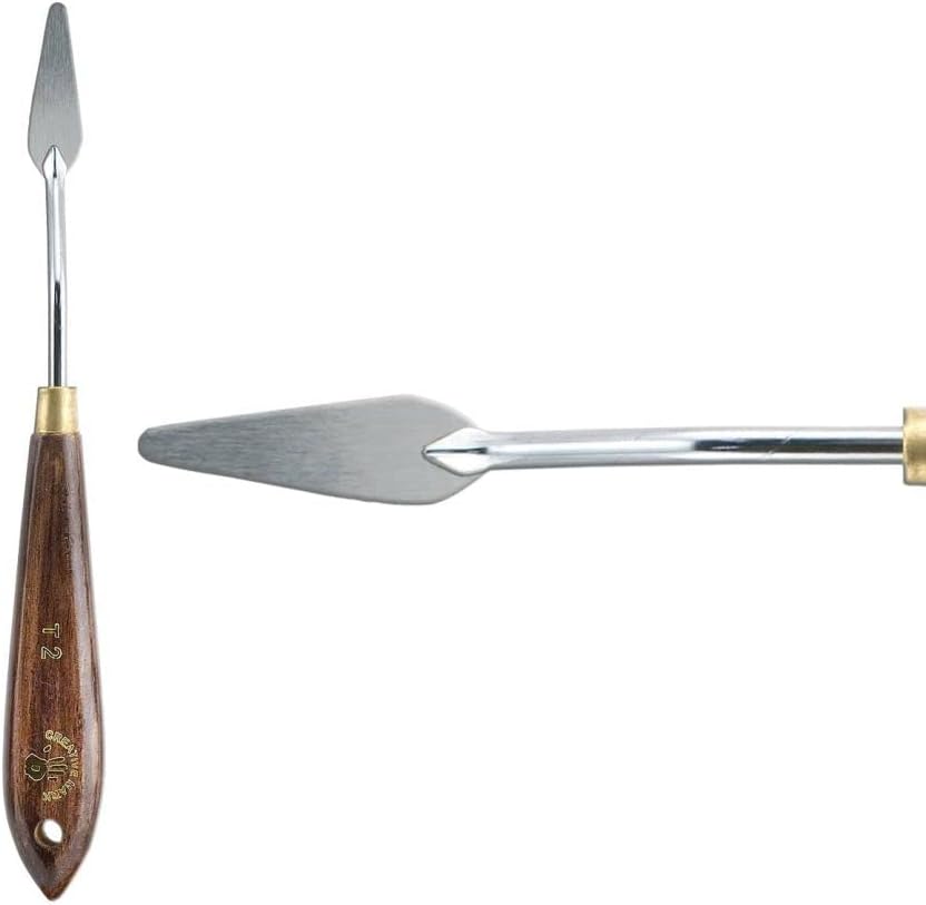 Creative Mark Stainless Steel Palette Knife Painting Tools - Paint Palette with Wooden Handle - Variety of Shapes and Sizes - 2T, 1-3/8 in