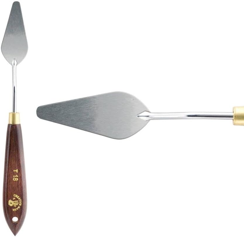 Creative Mark Stainless Steel Palette Knife Painting Tools - Paint Palette with Wooden Handle - Variety of Shapes and Sizes - 18T, 2-1/8 in