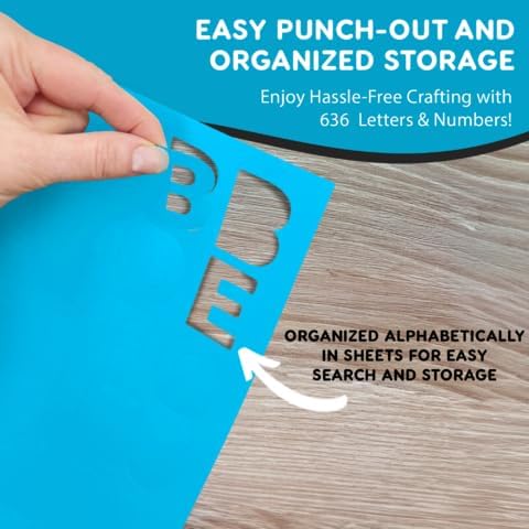 FreshCut Crafts 636 Pcs 1.5 in. Blue Bulletin Board Letters & Numbers, Capital Alphabet, Numbers, Punctuation, US Made Card Stock Punch Out Letters for Posters, Bulletin Boards, Classroom