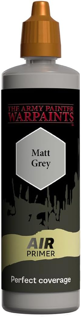 The Army Painter, Airbrush Primer Matt Grey, 100ml Dropper Bottle - for airbrushing and Painting Wargaming Miniatures, Perfect for Tabletop Boardgames