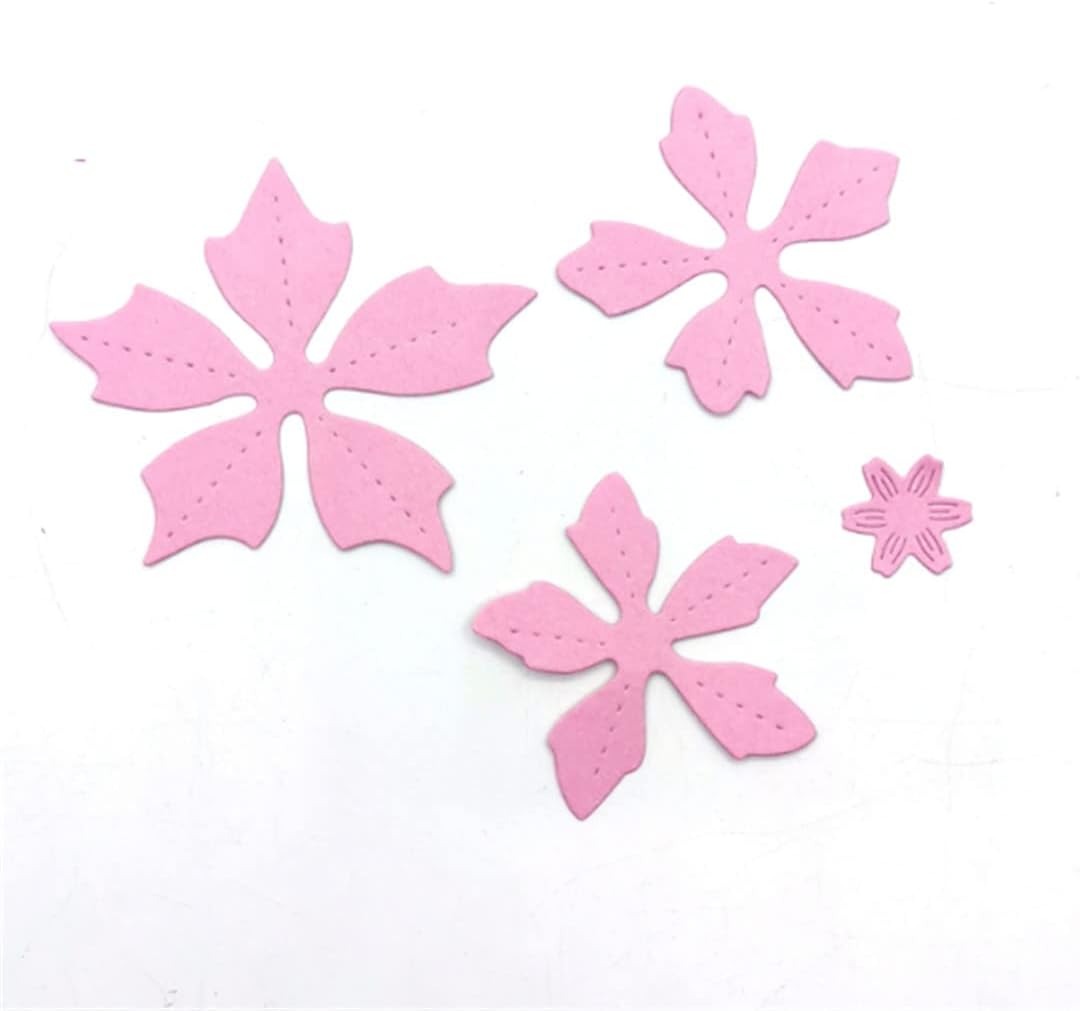 Mvchifay Cutting Dies Happy Birthday Metal Stencils Scrapbooking Tool DIY Emboss Paper Card Making (4 Pcs flowers-15.8x6.8cm)