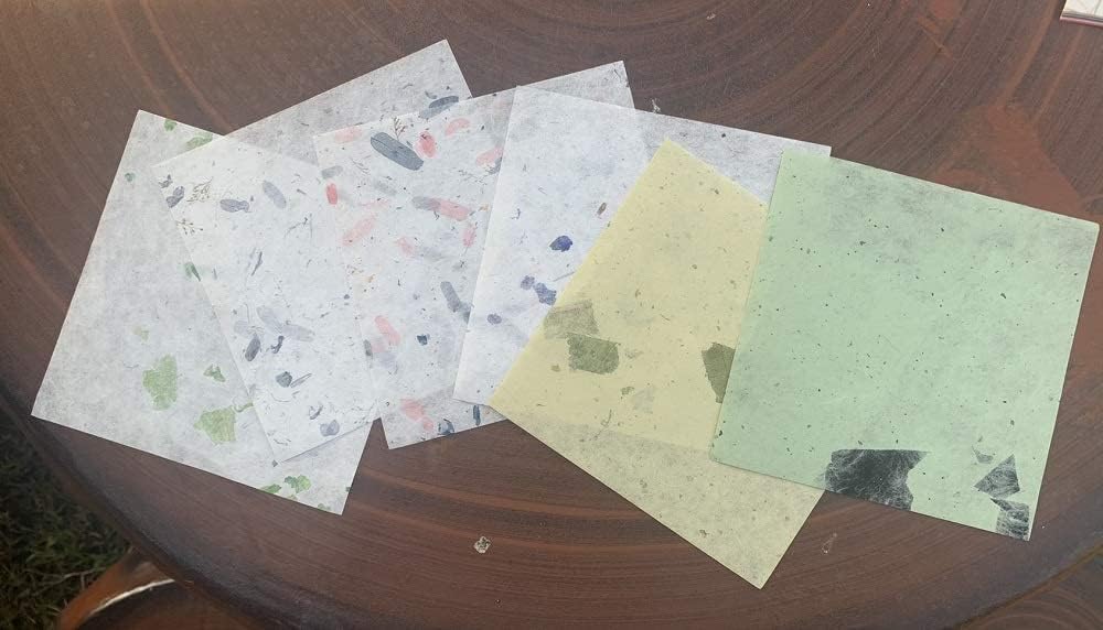 50 Sheets 6 x 6 Inches Natural Fiber Mulberry paper Sheets Square Origami Paper Arts Folding Craft, Decoration Paper, Square Folding Paper for DIY Crafts (Mixed Colors Rice Straw etc.,, 6 x 6)