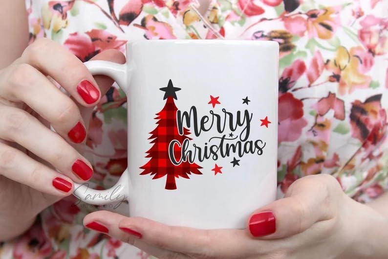 Reusable Self Adhesive Silk Screen Stencil Christmas Tree Snowman Deer Joy Stencils Silk Screen Transfer Winter Xmas Mesh Stencil for Craft on Wood, Fabric, Mug, Window, DIY Home Christmas Decor