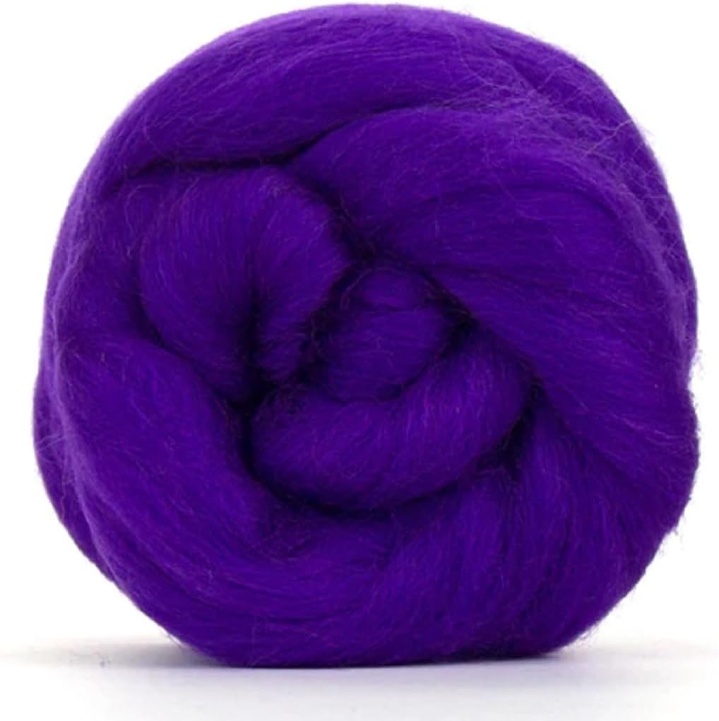 Revolution Fibers Merino Wool Roving | Premium Combed Wool Top | 22 Micron, Perfect for Felting Projects, Spinning, Wall Hangings and Tapestry (Violet)
