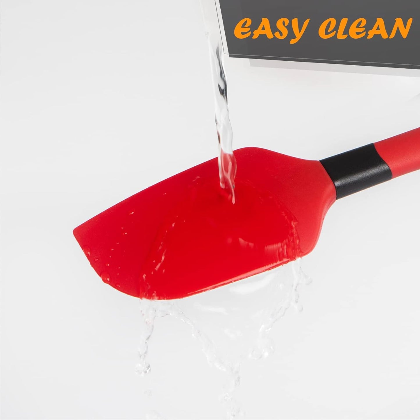 TEEVEA Silicone Spatula for Cooking Baking Mixing, Heat Resistant Non-Stick Dishwasher Safe BPA-Free Kitchen Utensils, Set of 4, Red and Black