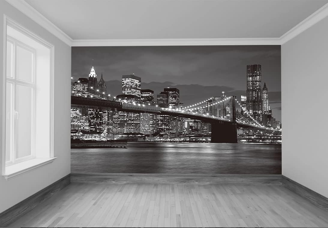 Brooklyn Bridge and New York City Wall Murals Large Photo Wallpaper Murals for Wall Living Room Bedroom Dining Room(Not Peel and Stick)
