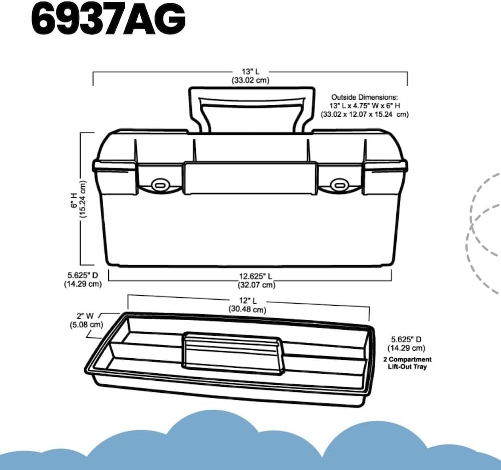 ArtBin 6937AG Essentials Lift-Out Tray Box, Portable Art & Craft Organizer with Handle and Tray, Clear/Aqua