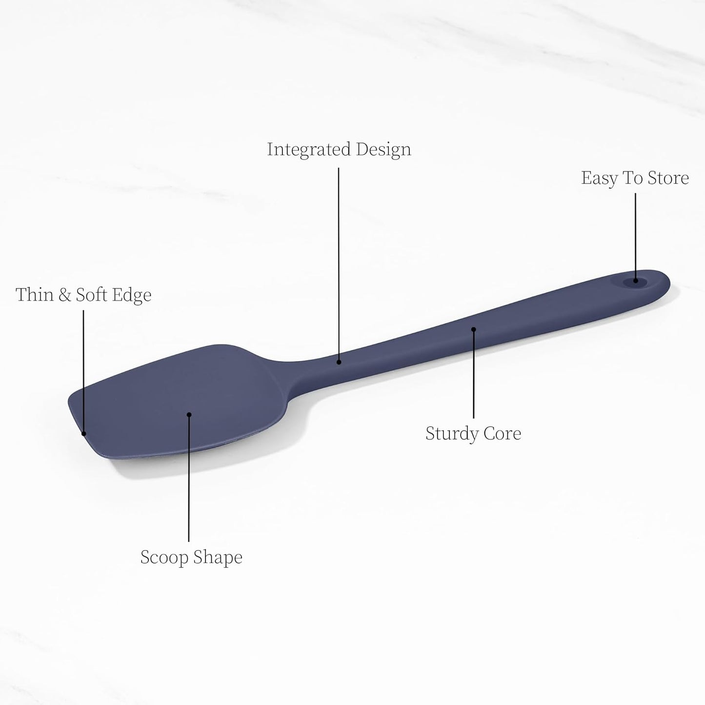 600ºF Heat Resistant Spatulas, High Heat Food Safe Semless Kitchen Silicone Spoon Spoonula Scraper Set for Cooking Baking Mixing Scraping Stirring Nonstick Cookware Pan (3Pcs,Midniaht Blue)