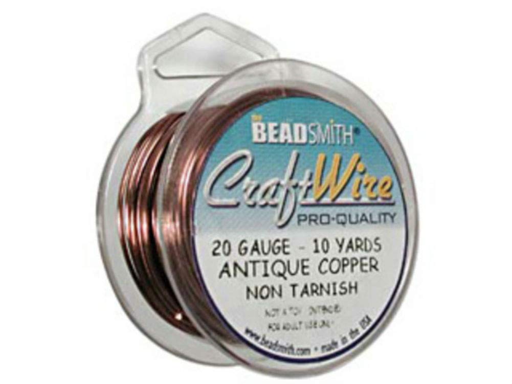The Beadsmith Wire Elements Craft Wire – Tarnish Resistant, Soft Temper, Round, Antique Copper Color – 0.81mm, 20 Gauge, 10 Yard Spool – Jewelry Making, Wire Wrapping, Floral, & Other DIY Crafts