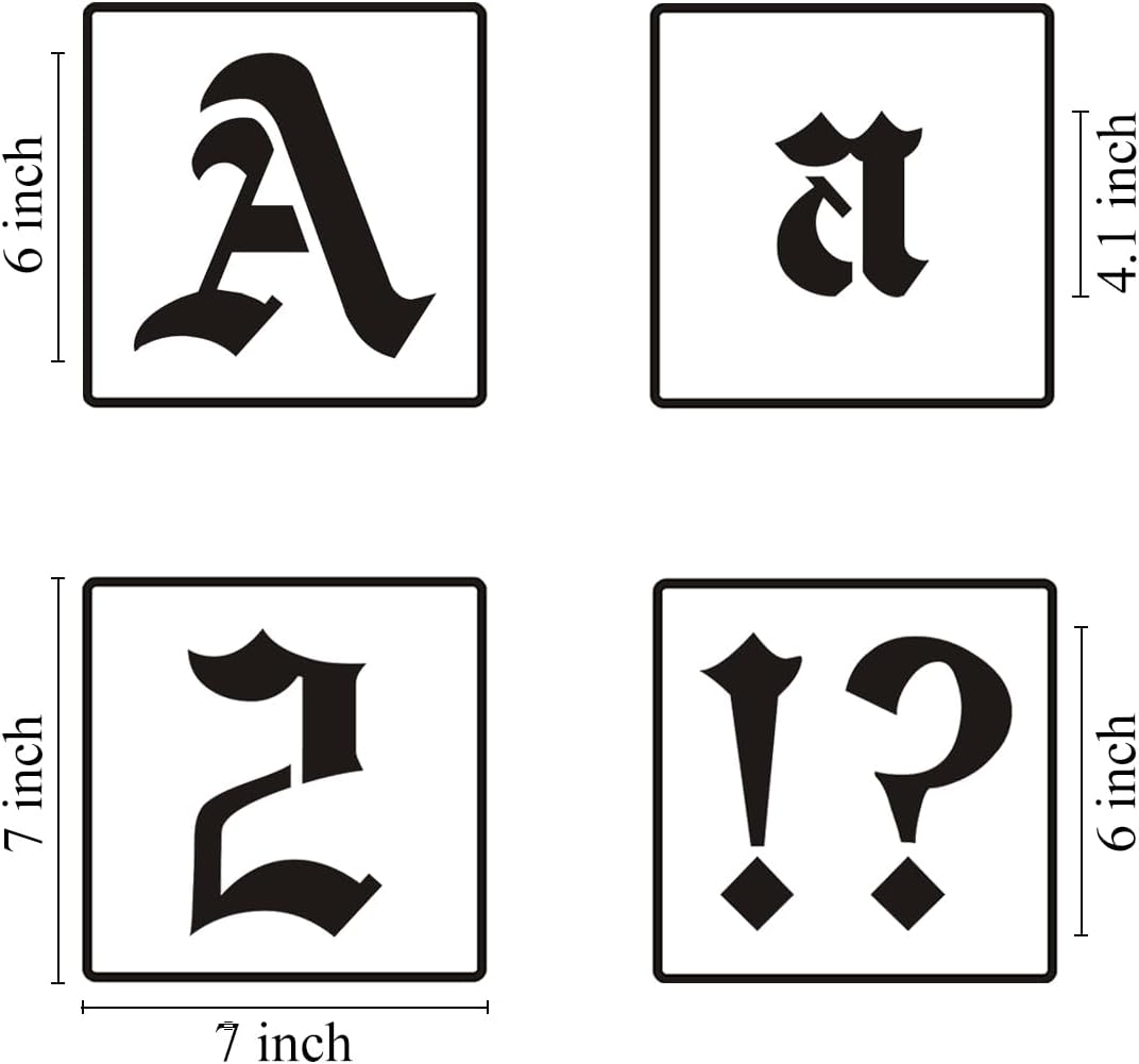 6 Inch Alphabet Letter Stencils for Painting - 70 Pack Old English Letter Stencil Templates with Numbers and Signs for Painting on Wood, Reusable Letters Stencils for Chalkboard Wood Signs & Wall Art