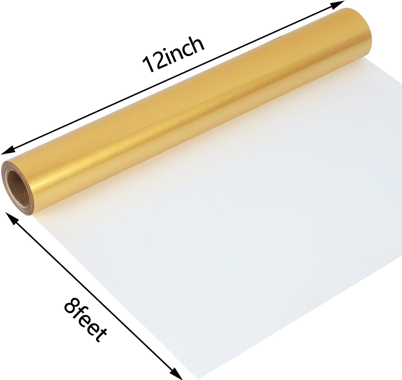 guangyintong Shiny Golden Heat Transfer Vinyl HTV Rolls, 12" x 8ft PU Iron on Vinyl Bundle for T-Shirts, Stretchy Thin Soft HTV Vinyl for All Cutter Machine Easy to Cut & Weed for Heat Vinyl Design