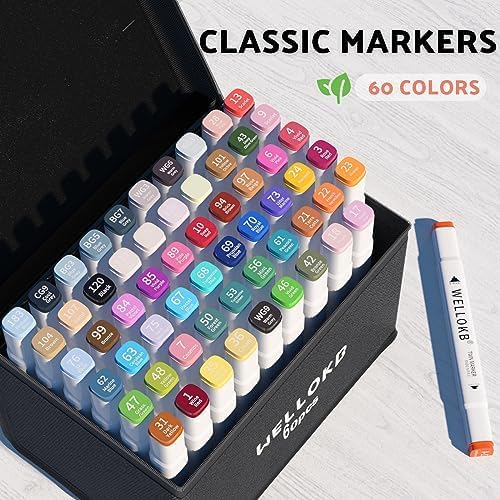 Alcohol Markers,80 Colors Dual Tip Permanent Art Markers for Kids Adults Coloring Illustrations Sketch,Christmas gift for 6-9 kid,Alcohol Based Marker with Case,for Book Painting Card Making