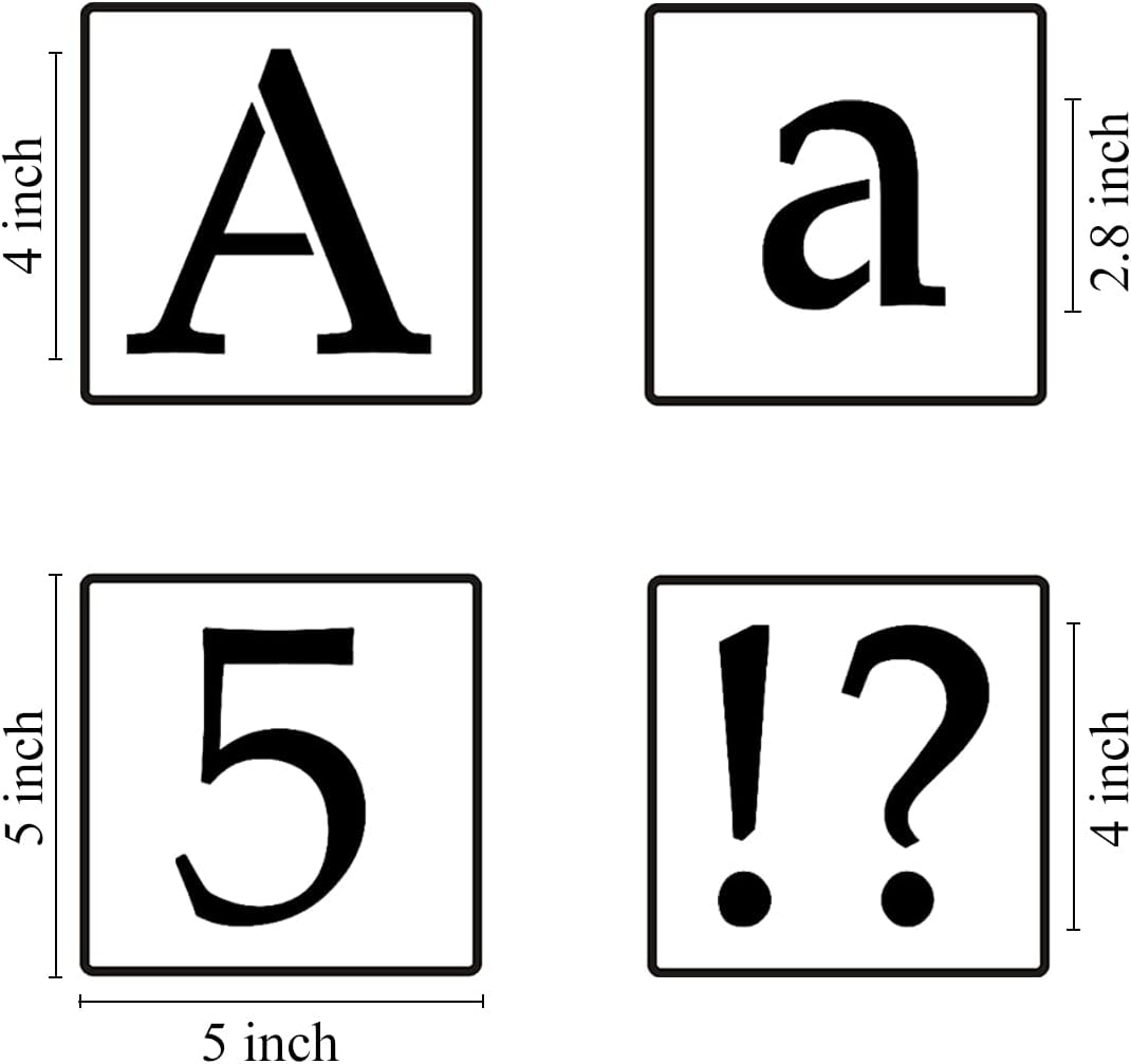 4 Inch Alphabet Letter Stencils for Painting - 70 Pack Letter and Number Stencil Templates with Signs for Painting on Wood, Reusable Letters and Numbers Stencils for Chalkboard Wood Signs & Wall Art