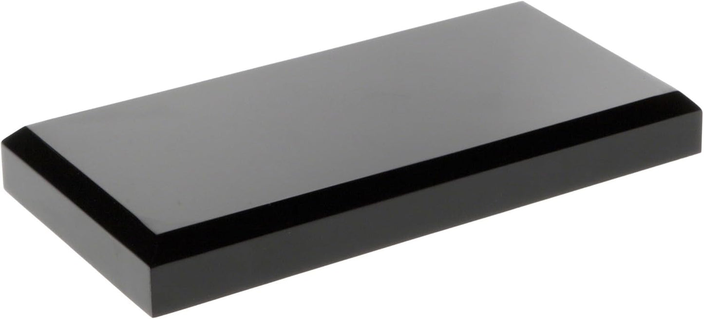 Plymor Black Acrylic Rectangular Beveled Display Base, 6" W x 3" D x 0.75" H, Pack of 2