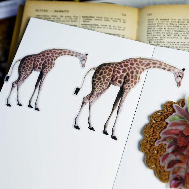 Vintage Vellum Stickers Floral Plants Elements Scrapbooking Supplies Flowers Botanic Natural Translucent Paper Self-Adhesive Junk-Journal Items (Animal World)