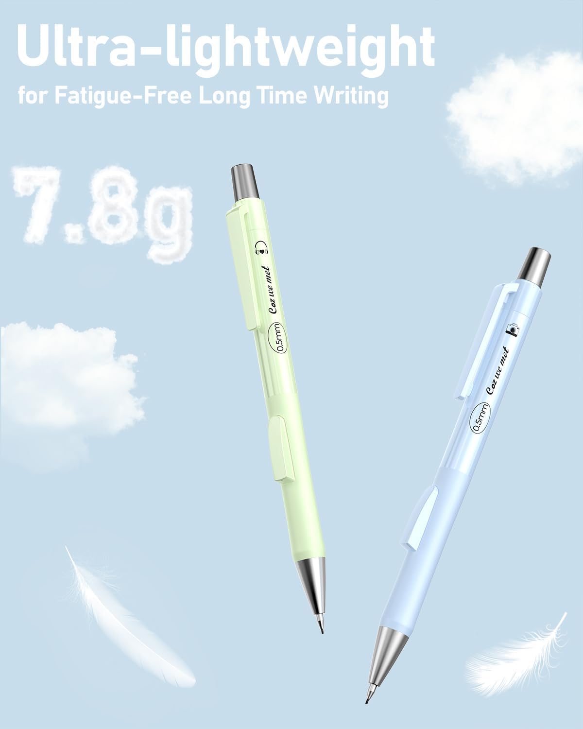 Four Candies Cute Mechanical Pencil Set with Case, 4PCS 0.5mm Pastel Fast Click Aesthetic Mechanical Pencils with 480PCS HB Lead Refills, 2 Erasers, 12 Eraser Refills School Supplies for Girls Writing