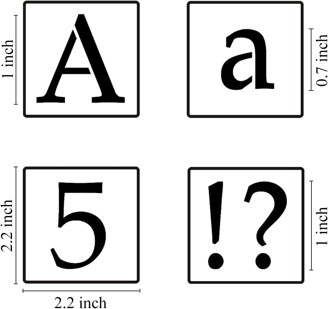 1 Inch Alphabet Letter Stencils for Painting - 70 Pack Letter and Number Stencil Templates with Signs for Painting on Wood, Reusable Alphabet and Numbers Stencils for Chalkboard Wood Signs & Wall Art