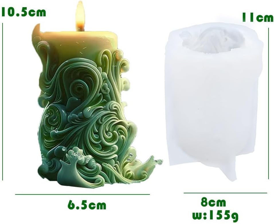 Starfish Shell Cylindrical Candle Mold, Marine Conch Silicone Mold, Wave Epoxy Resin Casting Mold, Chocolate Fudge, DIY Wax Soap, Candle Making Process Essential Materials A