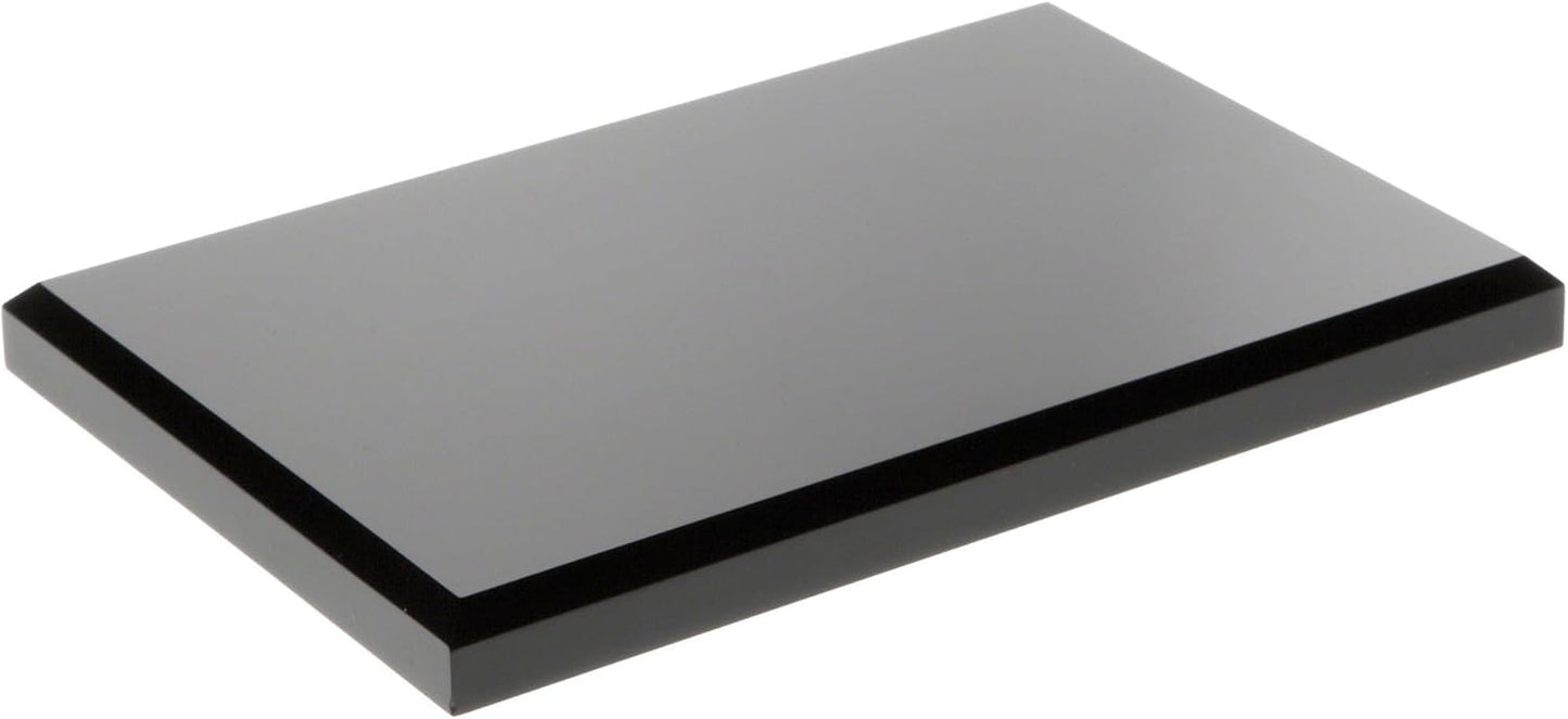 Plymor Black Acrylic Rectangular Beveled Display Base, 6" W x 4" D x 0.5" H, Pack of 2