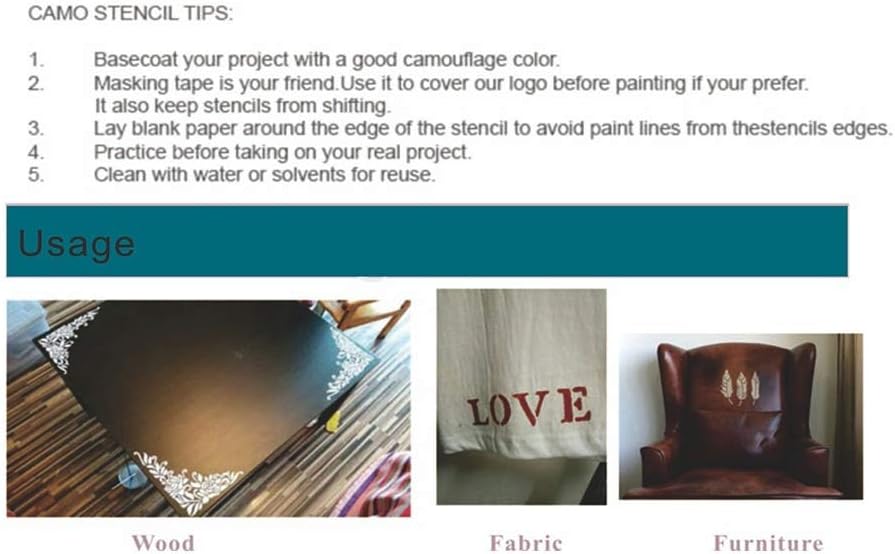 DIY Decorative Wave Stencil Template for Scrapbooking Painting on Wall Furniture Crafts, Set of 6 (Wave)