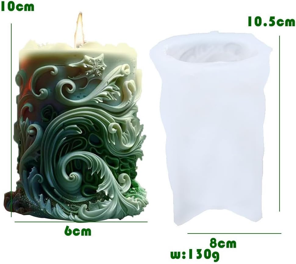 Starfish Shell Cylindrical Candle Mold, Marine Conch Silicone Mold, Wave Epoxy Resin Casting Mold, Chocolate Fudge, DIY Wax Soap, Candle Making Process Essential Materials B