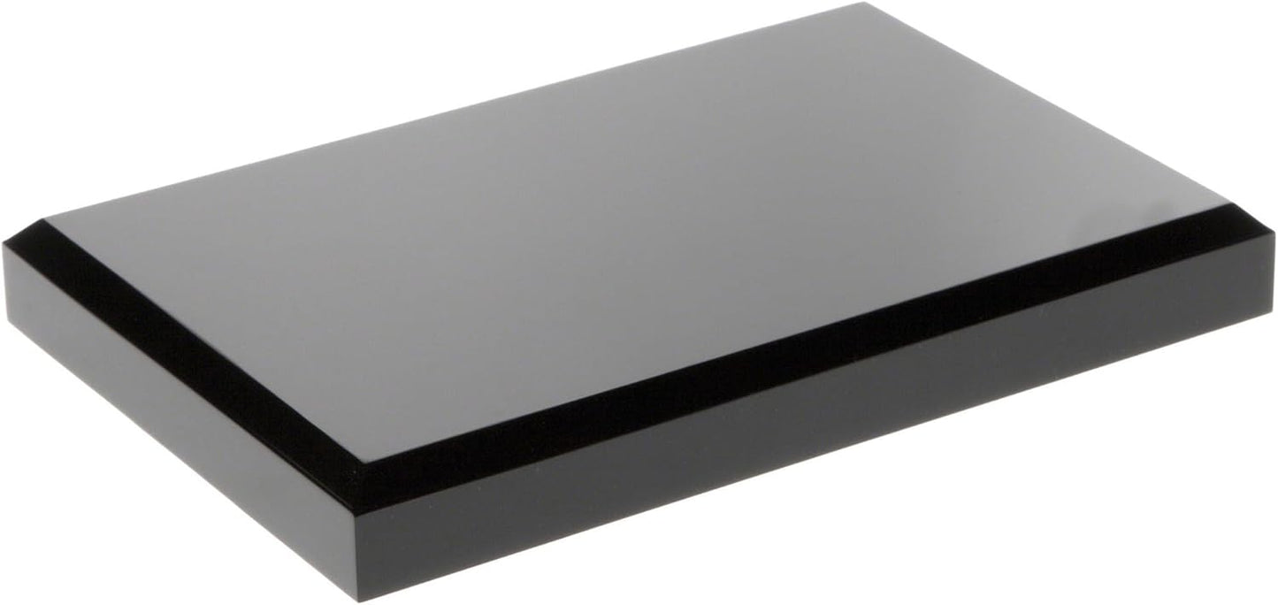 Plymor Black Acrylic Rectangular Beveled Display Base, 6" W x 4" D x 0.75" H, Pack of 2