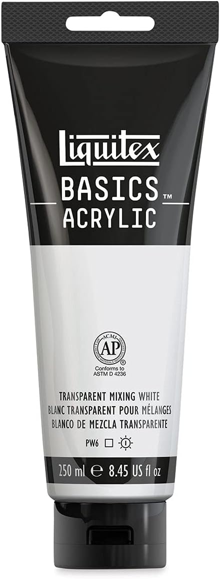 Liquitex BASICS Acrylic Paint, 250ml (8.5-oz) Tube, Transparent Mixing White