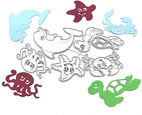 Metal Sea Animals Starfish Dolphin Crab Tortoise Cutting Dies, Ocean Octopus Die Cuts Embossing Stencils Template Mould for Card Scrapbooking and DIY Craft Album Paper Card Decor