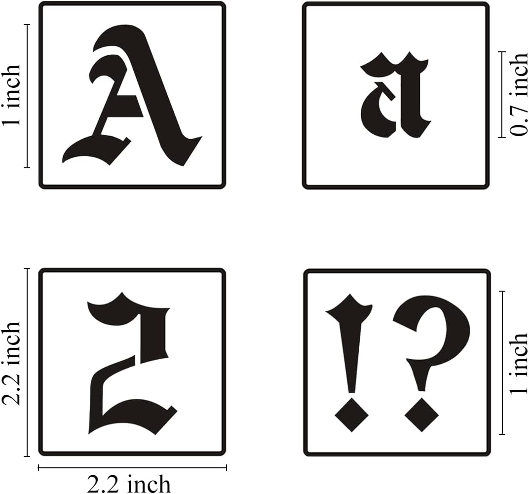 1 Inch Alphabet Letter Stencils for Painting - 70 Pack Old English Letter Stencil Templates with Numbers and Signs for Painting on Wood, Reusable Letters Stencils for Chalkboard Wood Signs & Wall Art