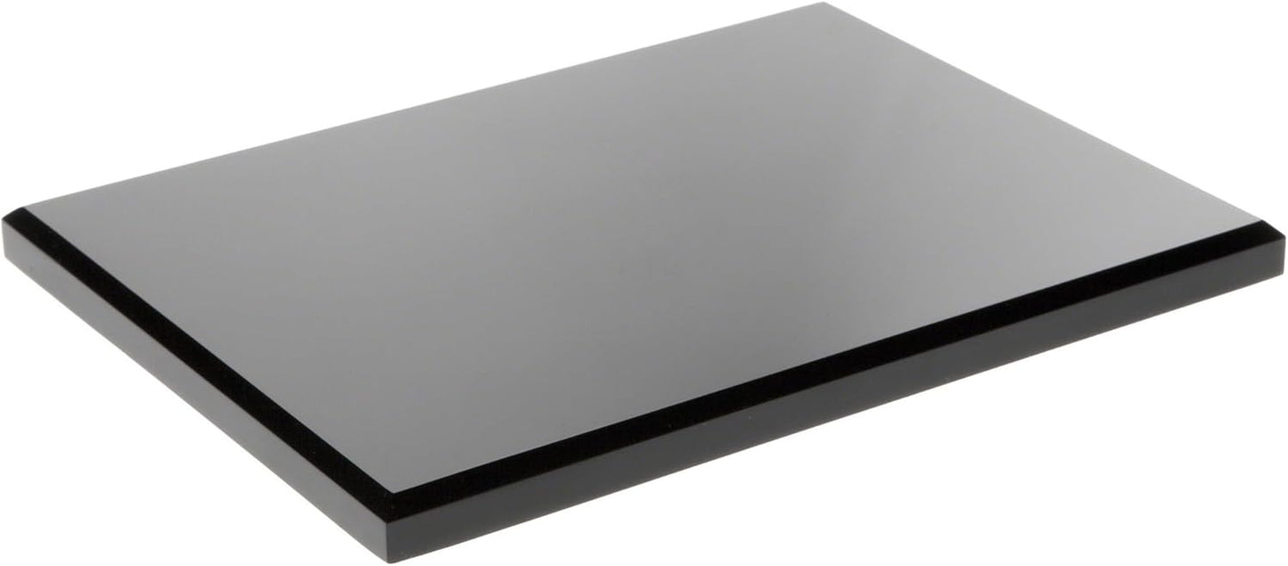 Plymor Black Acrylic Rectangular Beveled Display Base, 8" W x 6" D x 0.5" H, Pack of 2