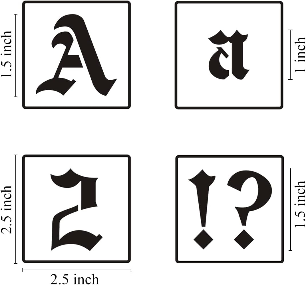 1.5 Inch Alphabet Letter Stencils for Painting - 70 Pack Old English Letter Stencil Templates with Numbers and Signs for Painting on Wood, Reusable Letter Stencils for Chalkboard Wood Signs & Wall Art
