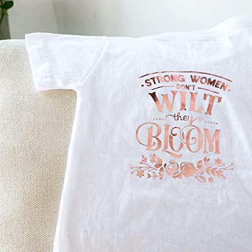 VINYL FROG Metallic Foil HTV Vinyl Roll 12" x5ft Rose Gold Chrome Iron on Vinyl Easy to Cut & Weed Heat Transfer Vinyl DIY Heat Press Design for T-Shirts