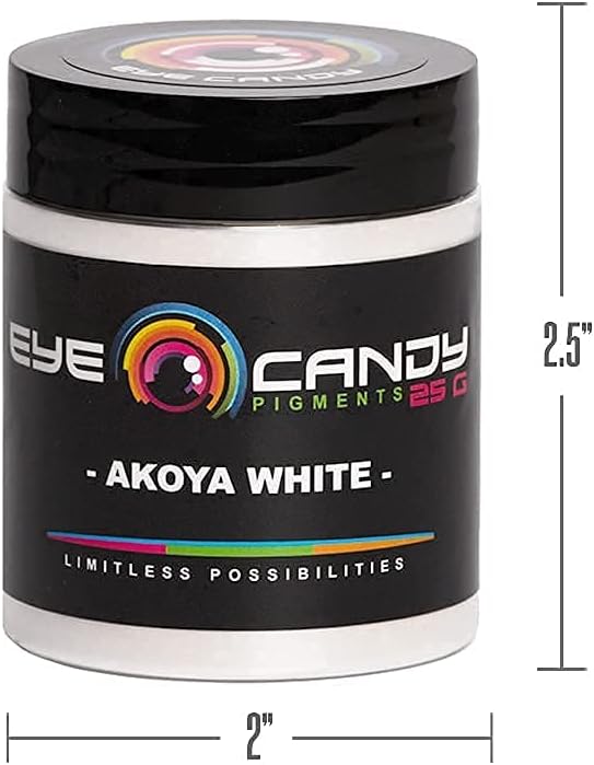 Eye Candy Pigments Premium White Mica Powder - Akoya White (25gr) - for Epoxy, Resin, Soap, Paint, Woodworking, Acrylic Pouring, Bath Bombs, Fishing Lures - DIY Arts and Crafts Additive