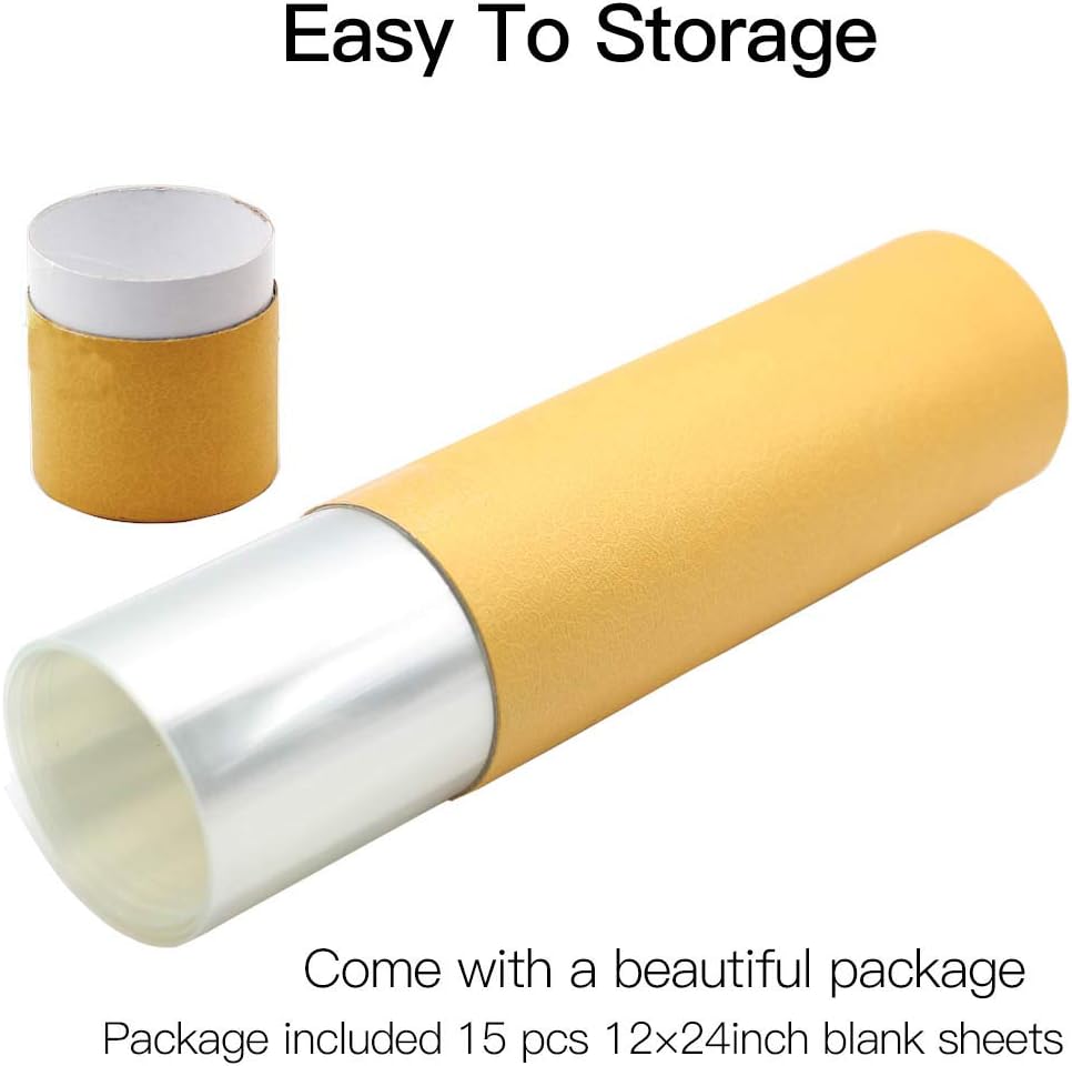 15 Pack 6 Mil Clear Mylar Stencil Sheets, 12" x 24" Blank Stencils, Reusable Template Material, Make Your Own Stencil Compatible Vinyl Cutting Machine