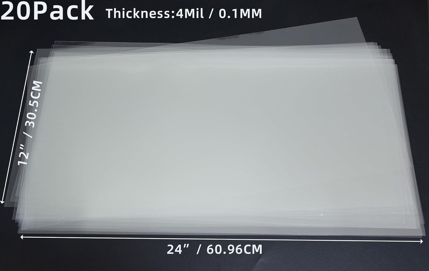 20PCS 4 Mil 12 X 24 Inch Clear Plastic Sheets, Blank Mylar Stencil Sheets,Clear Acetate Sheets for Cricut Crafts, Clear Plastic Sheets for Crafts and Cutting Machine