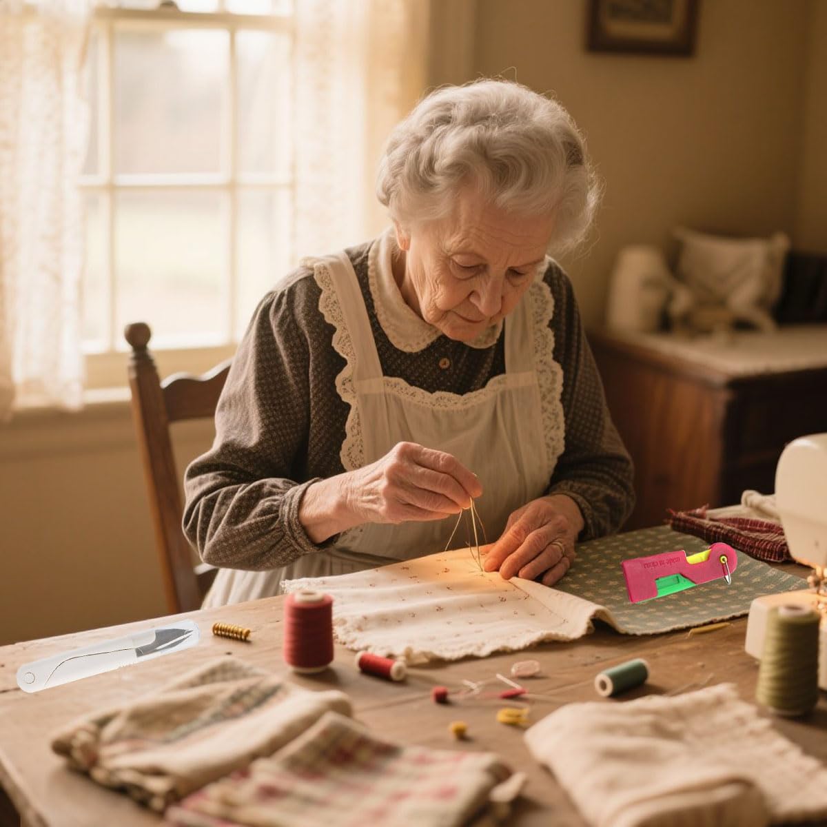 Automatic Needle Threader Set New Sewing Machine Accessories Plastic Auto Needle Threading Device Gifts for Mom and Neighbours (17 Pieces)