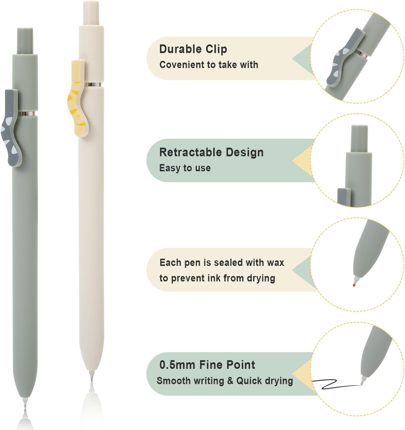 FIOVER Cat Pens,8Pcs 0.5mm Quick Dry Black Ink Fine Point Smooth Writing Pens, High-End Series Ballpoint for Journaling Note Taking, Cat Lover Gifts for Women(8Pcs Cat pen)