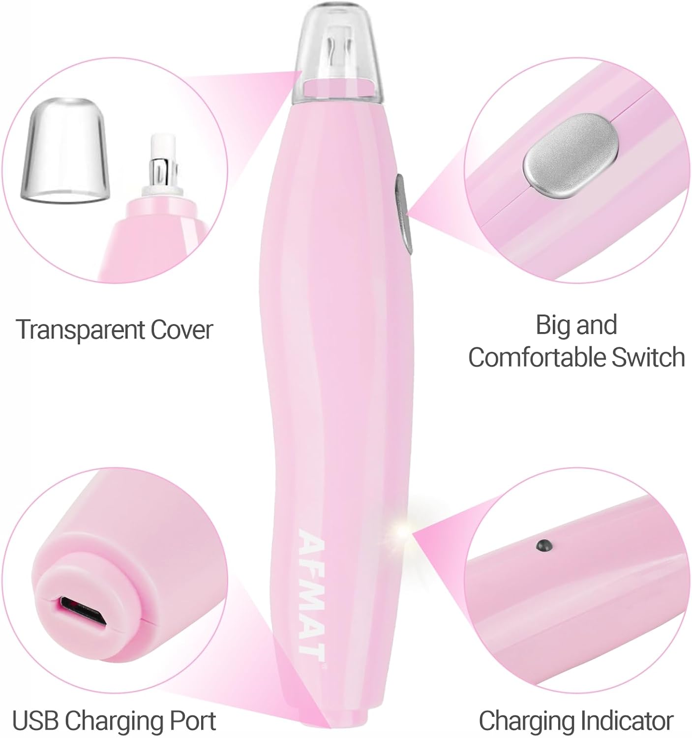 AFMAT EE04PK Electric Eraser, with 140 Eraser Refills, Rechargeable Pencil Erasers for Artists, Electric Erasers for Drafting, Drawing, Painting, Sketching, Architectural Plans, Detailer Tool-Pink