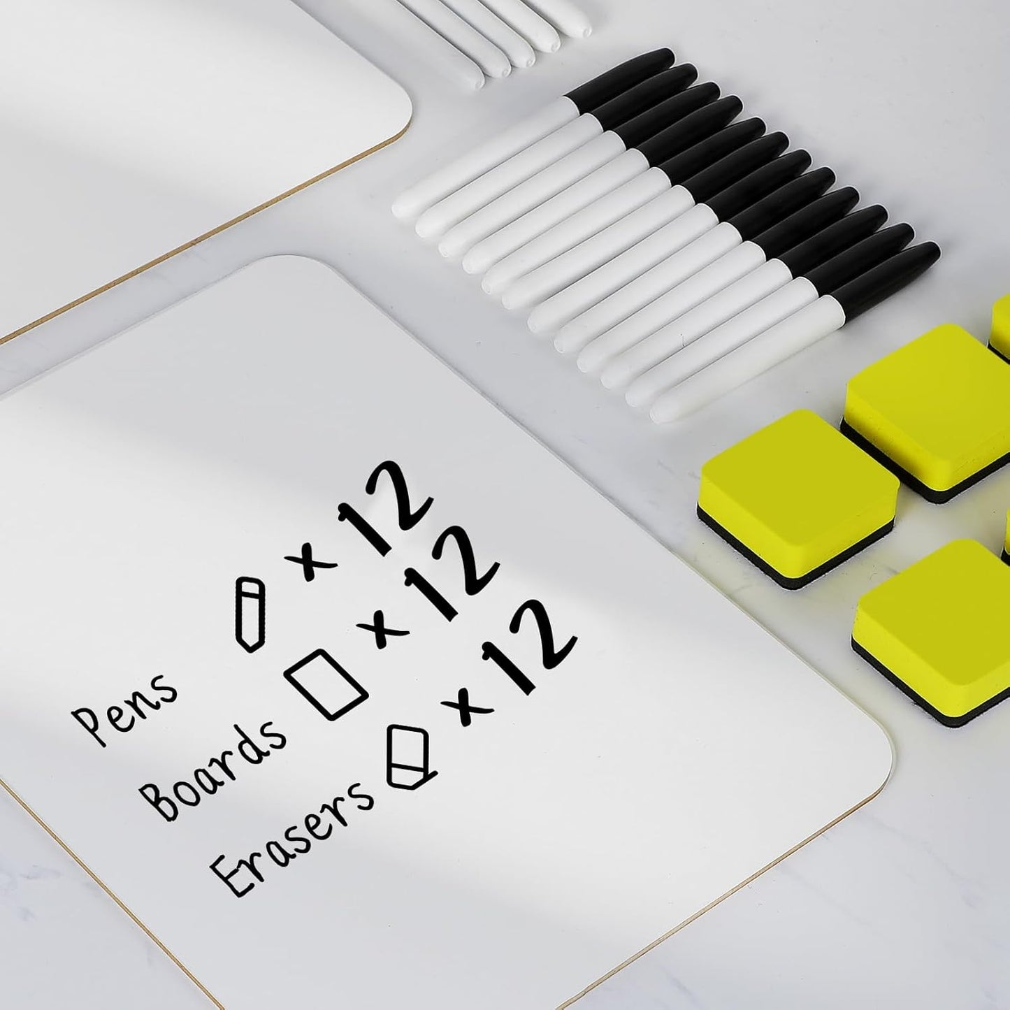 Dry Erase Lapboards, HERKKA 12 Pack Double Sided Dry Erase Lap Boards 9 x 12.5 Inch, 12 Markers, 12 Erasers, Small Dry Erase Boards for Classroom Supplies
