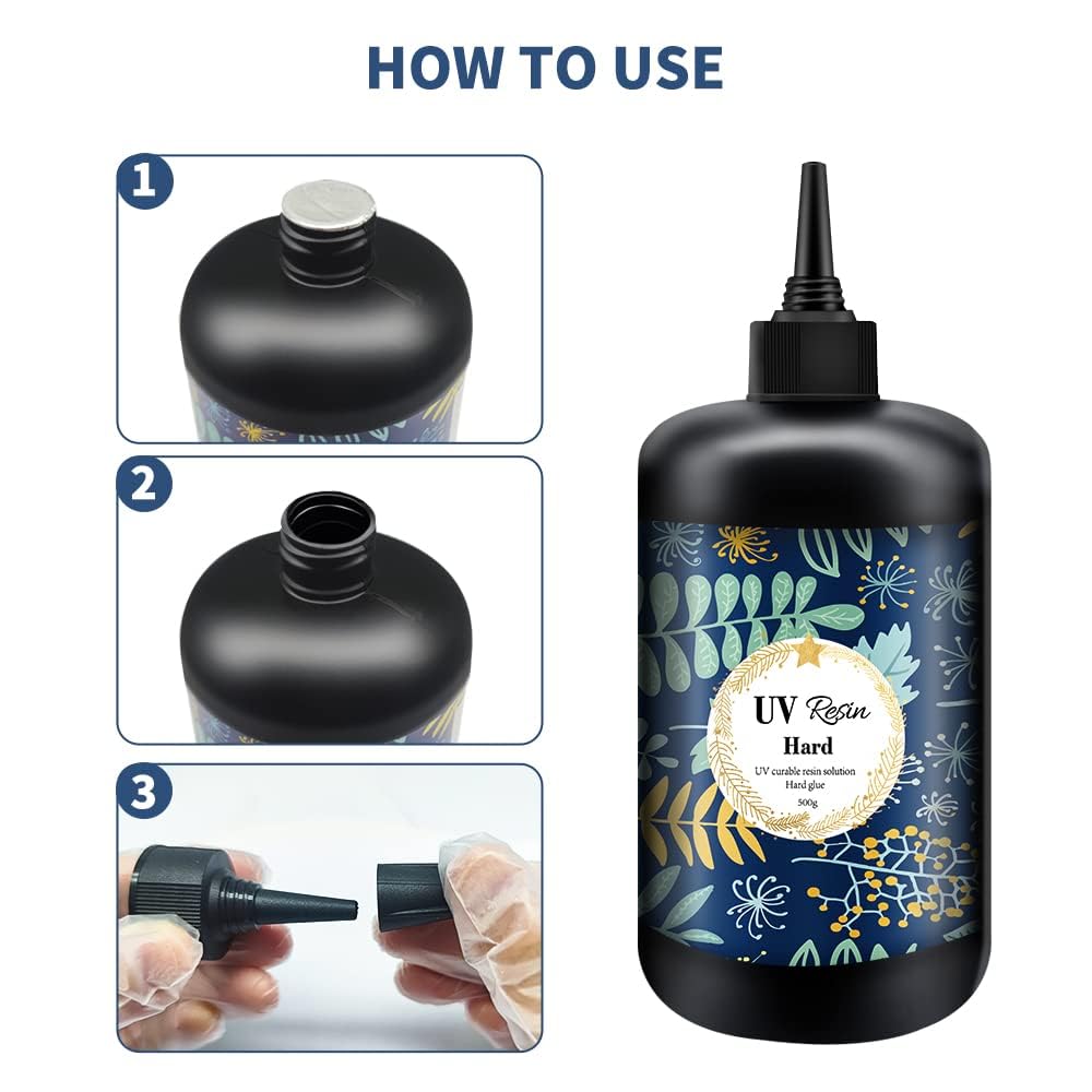 Crystal Clear Hard UV Resin Upgraded Formula Ultraviolet Fast Curing for Jewelry Making Craft Decoration, Hard Transparent Glue Solar Cure Sunlight Activated Resin (500g)
