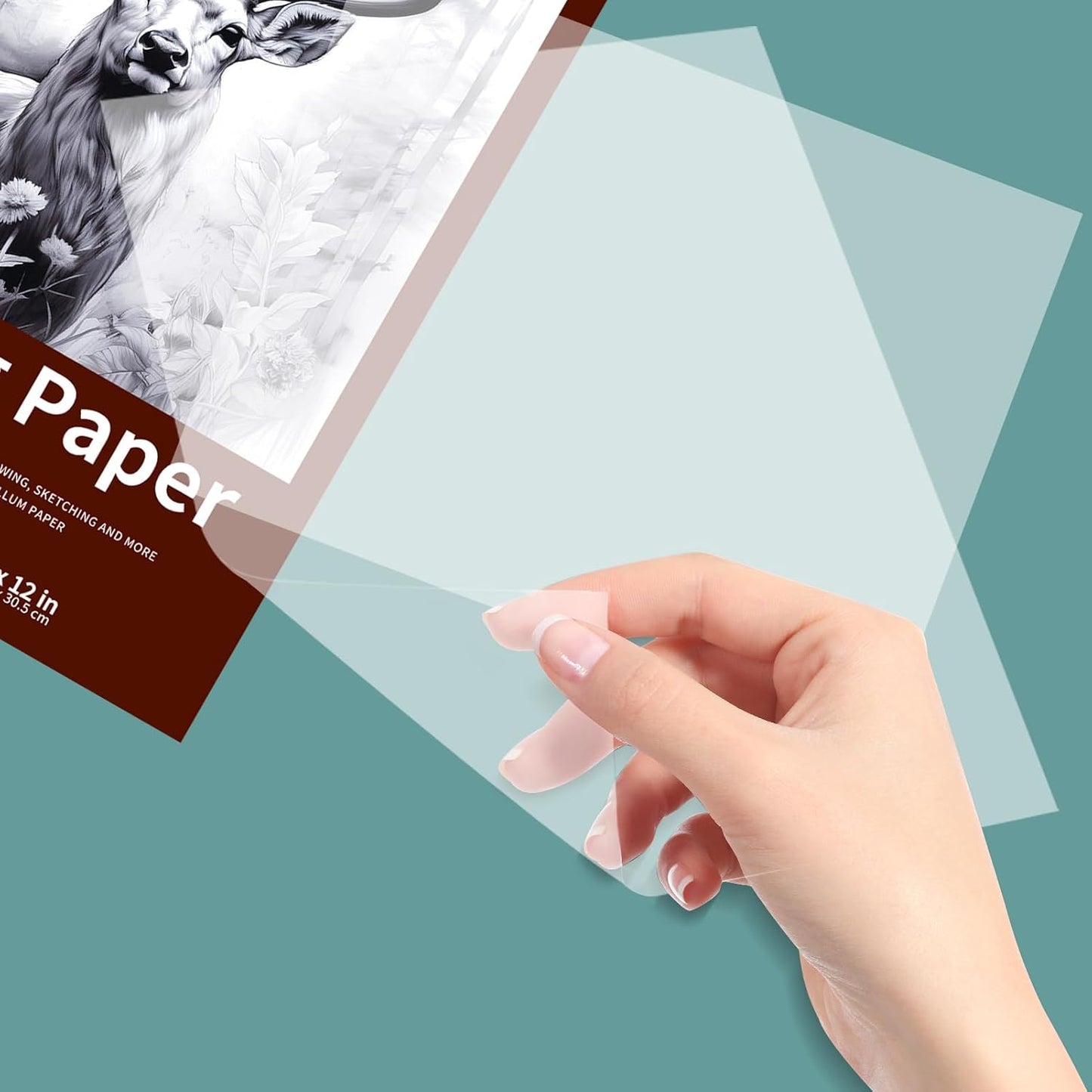 Crehatos 9" x 12" Tracing Paper, Translucent Tracing Pad, 75 Sheets 38lb/60gsm Vellum Art Paper