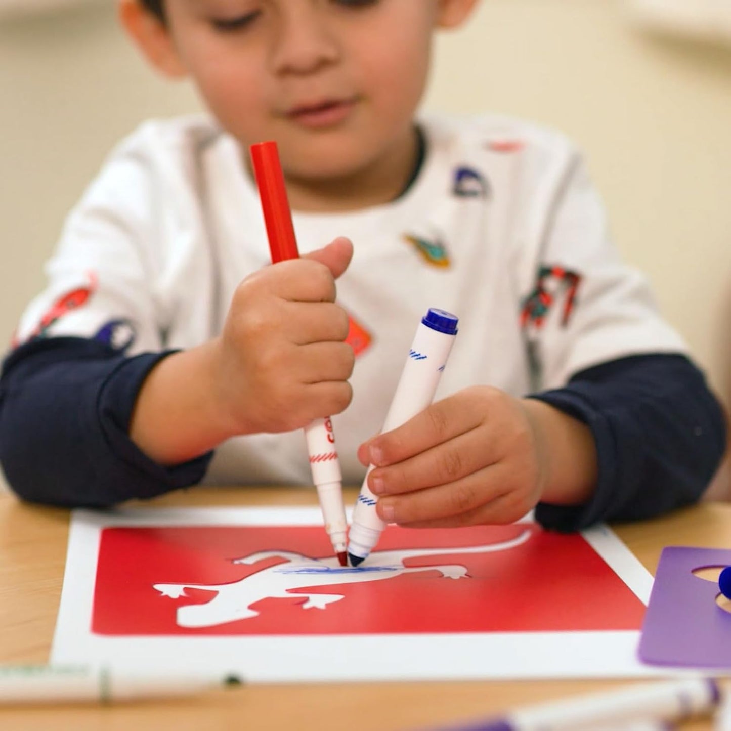 Colorations Familiar Shapes Stencils for Kids, 8 inches, Jumbo, Sturdy, Quality, Washable, Paint, Draw, Spray, Classroom, Arts & Crafts, Teacher, Educational (Item # ESTEN)