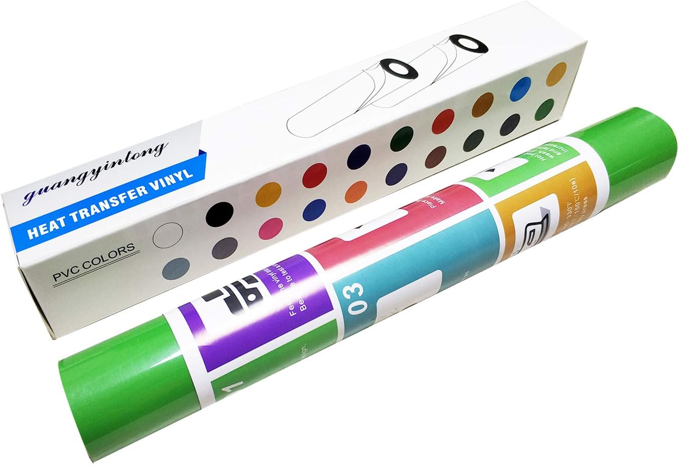 guangyintong Fruit Green Heat Transfer Vinyl HTV Rolls, 12" x 8ft Fruit Green Iron on Vinyl for T-Shirts Glossy Surface HTV Vinyl for All Cutter Machines Easy to Cut & Weed for Heat Vinyl Design