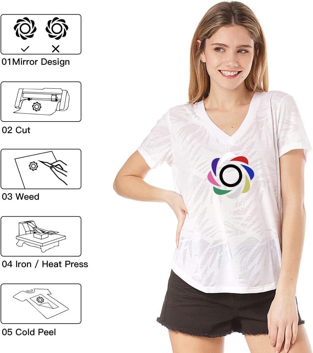 HTVRONT HTV Heat Transfer Vinyl - 12" x 8ft Purple HTV Vinyl for Shirts, Iron on Vinyl for All Cutting Machine - Easy to Cut & Weed for Craft Design (Purple)